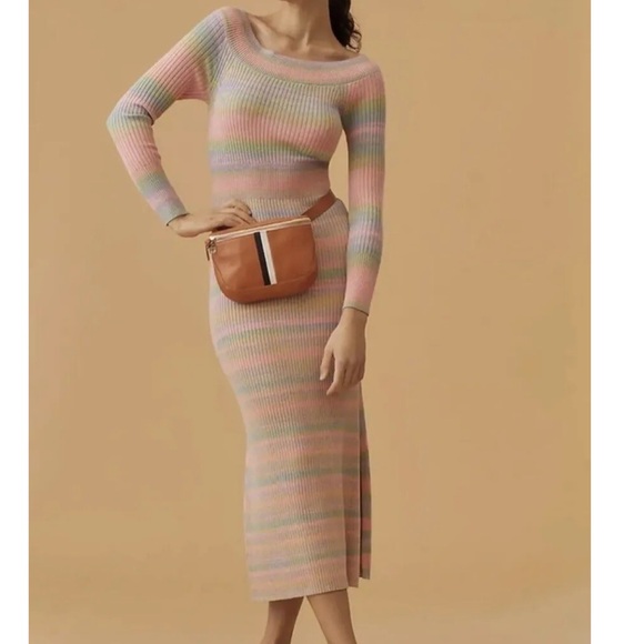 Anthropologie Dresses & Skirts - Anthropologie Daily Practice Sweater Midi Dress Size XS Preppy Slit Stretch